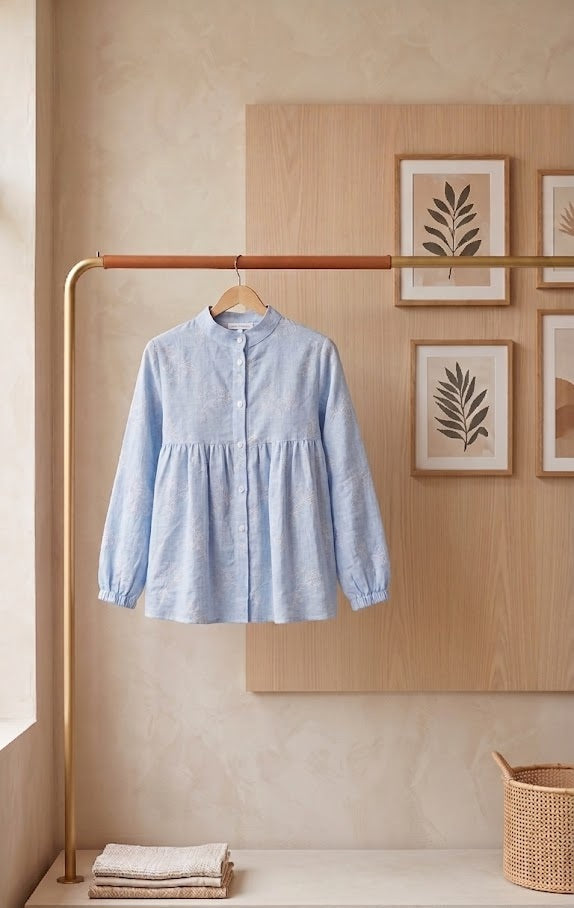 Embroidered Linen Blouse