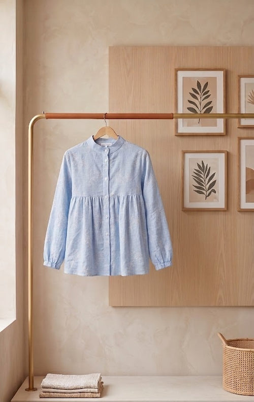 Embroidered Linen Blouse